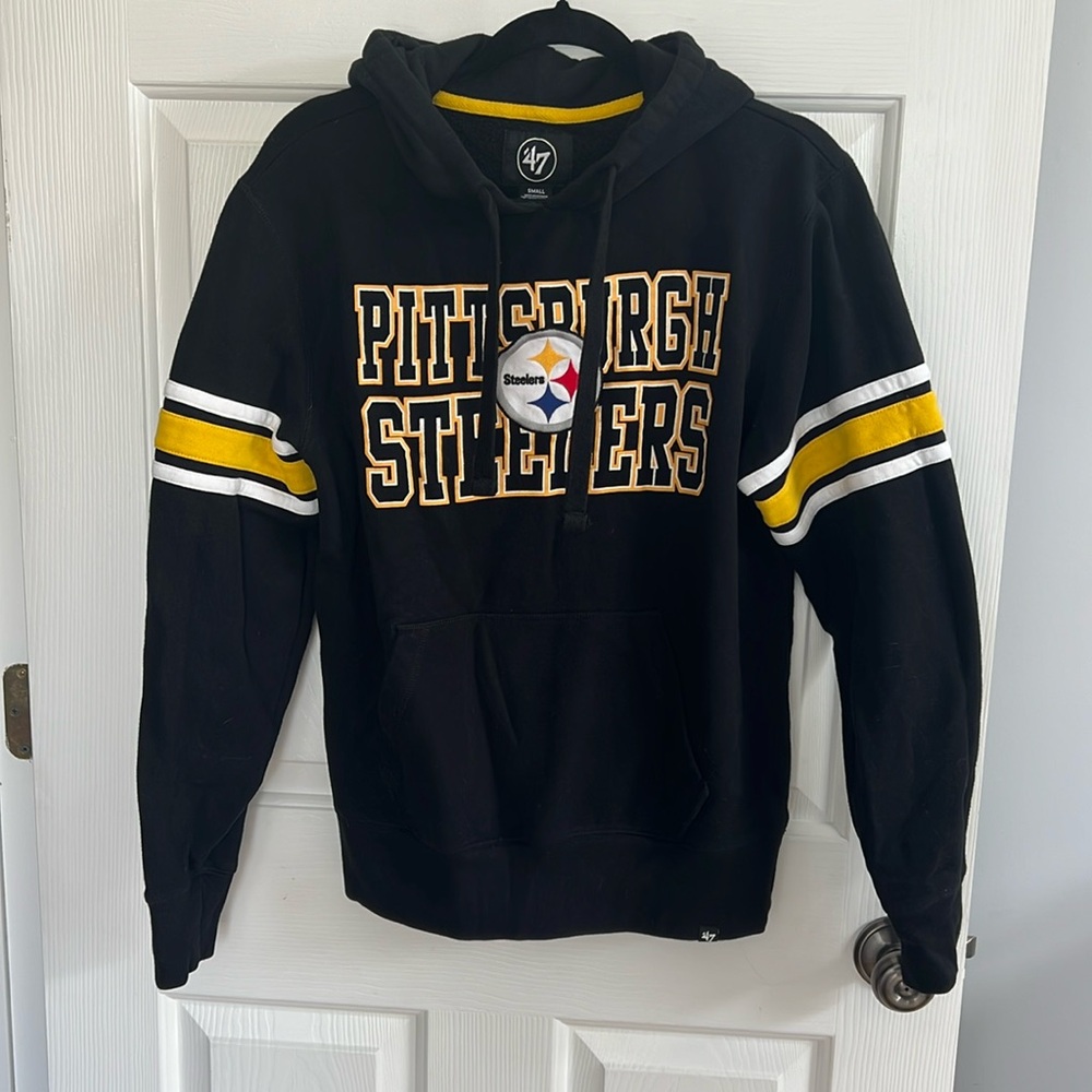 Pittsburgh Steelers Football '47 Brand Retro Logo Hoodie Sweatshirt Men's Small
